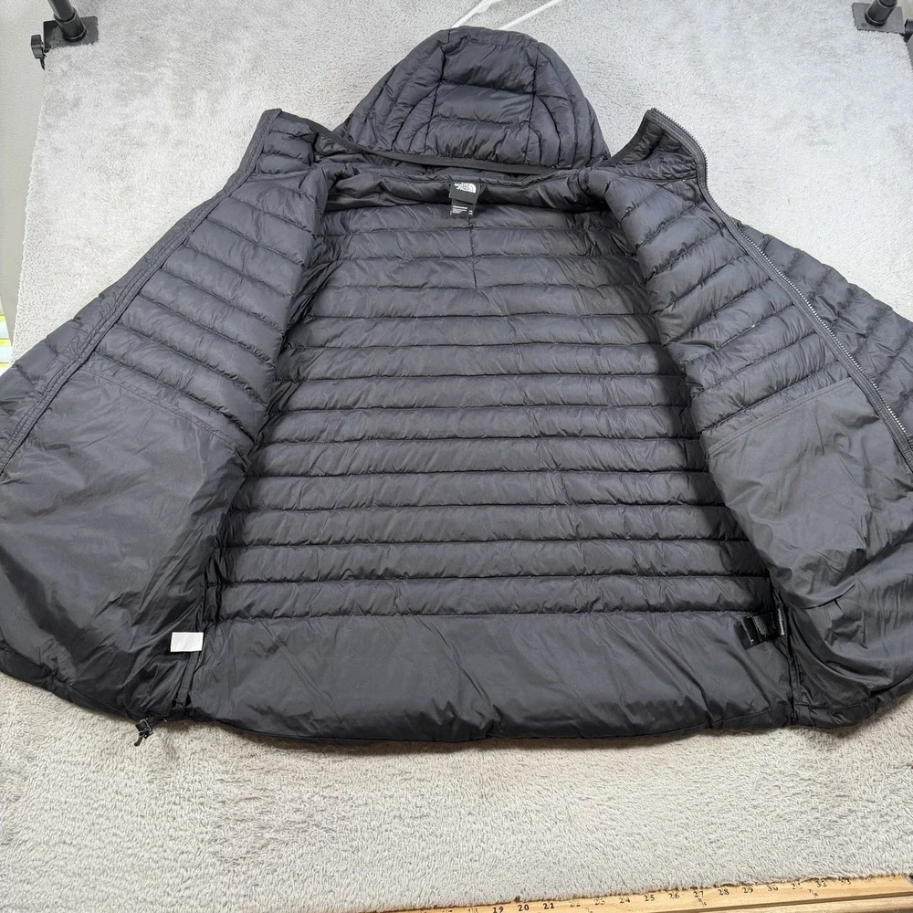 The North Face Jacket Mens 2XL Black Down Puffer 700 Stretch Hooded Full Zip